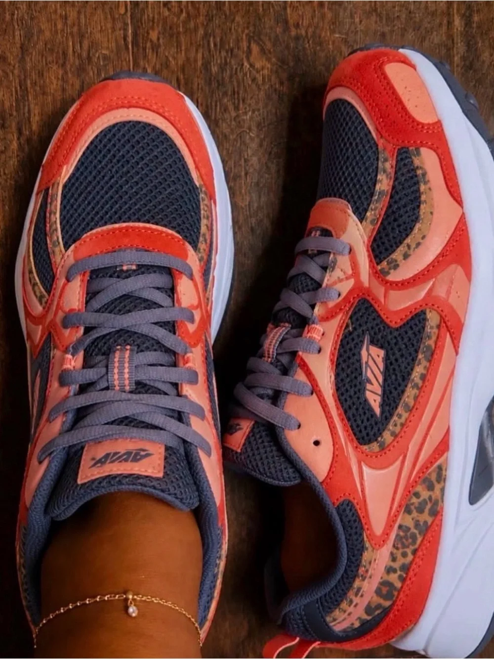 Women's Coral and Gray AVIA Sneakers - Lightweight Comfort